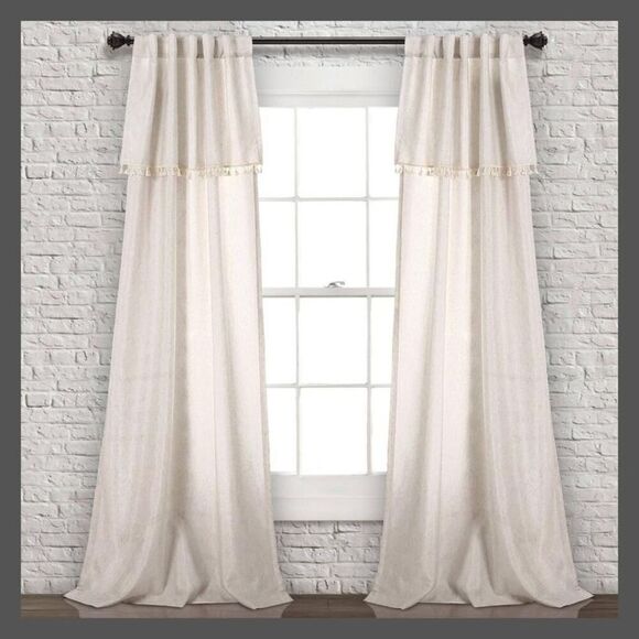 Open Box - Lush Decor - Set of 2 (84"x40") Ivy Tassel Light Filtering Wind Beige - Picture 1 of 5